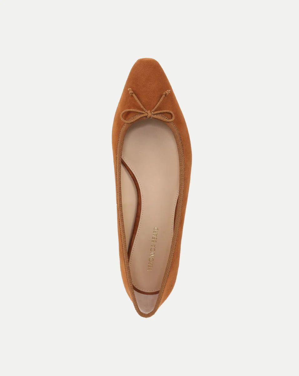 Catherine Suede Ballet Flat in Caramel | Veronica Beard | Veronica Beard