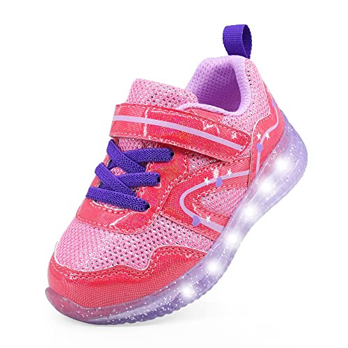 YESKIS Toddler Girls Light Up Shoes Running Tennis Sneakers Red 6 | Amazon (US)