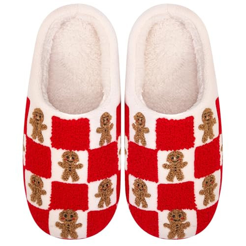 FANGARDEN Christmas Reindeer Slippers for Women Men, Fuzzy Memory Foam House Holiday Slippers, Winter Non-Slip Plush Fluffy Cute Slipper Indoor Outdoor Winter Bedroom Shoes Halloween Christmas Gift | Amazon (US)