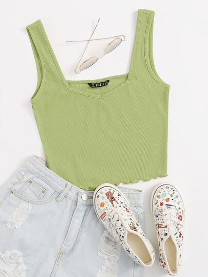 SHEIN Lettuce Edge Crop Top | SHEIN