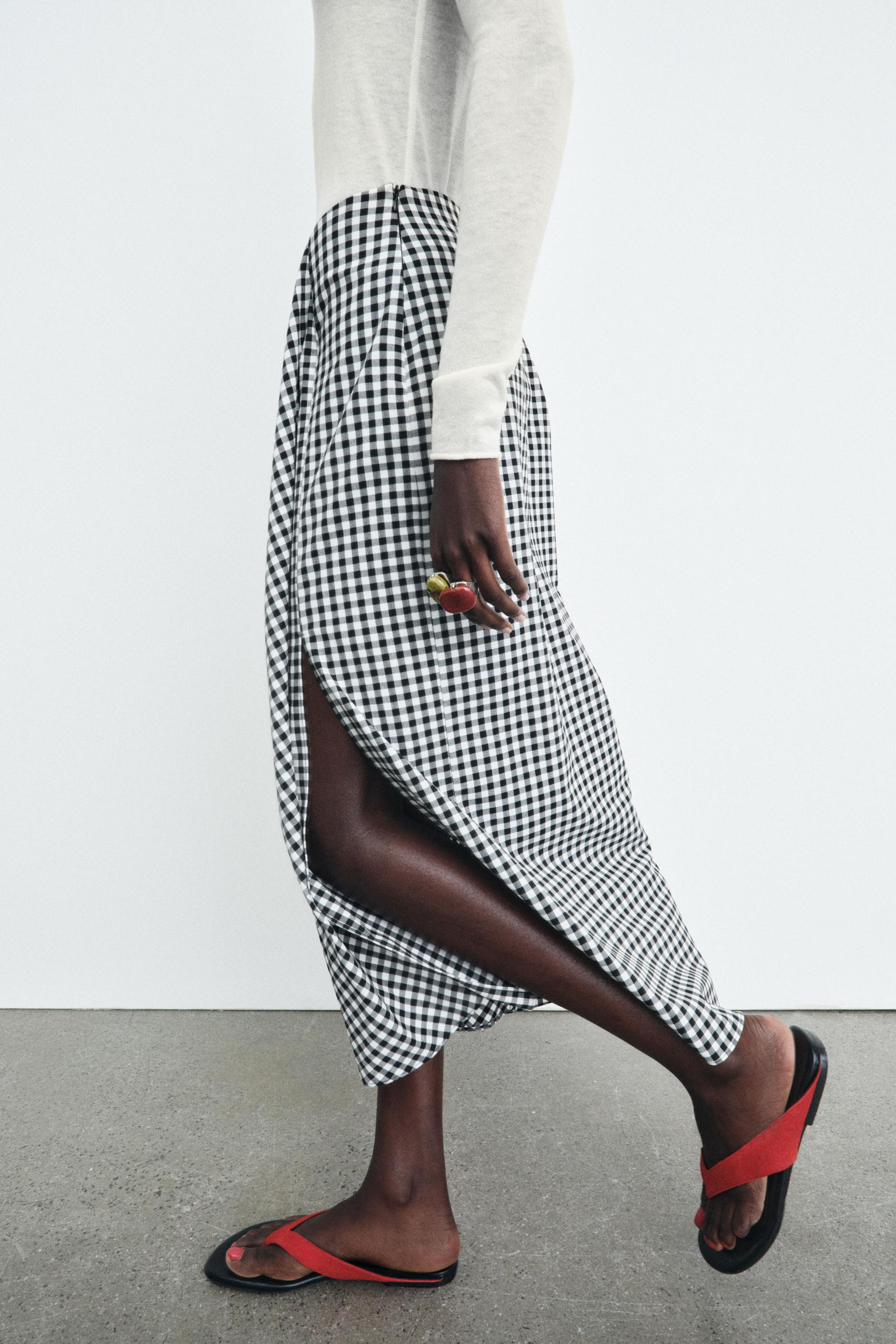 DRAPED GINGHAM SKIRT | Zara US