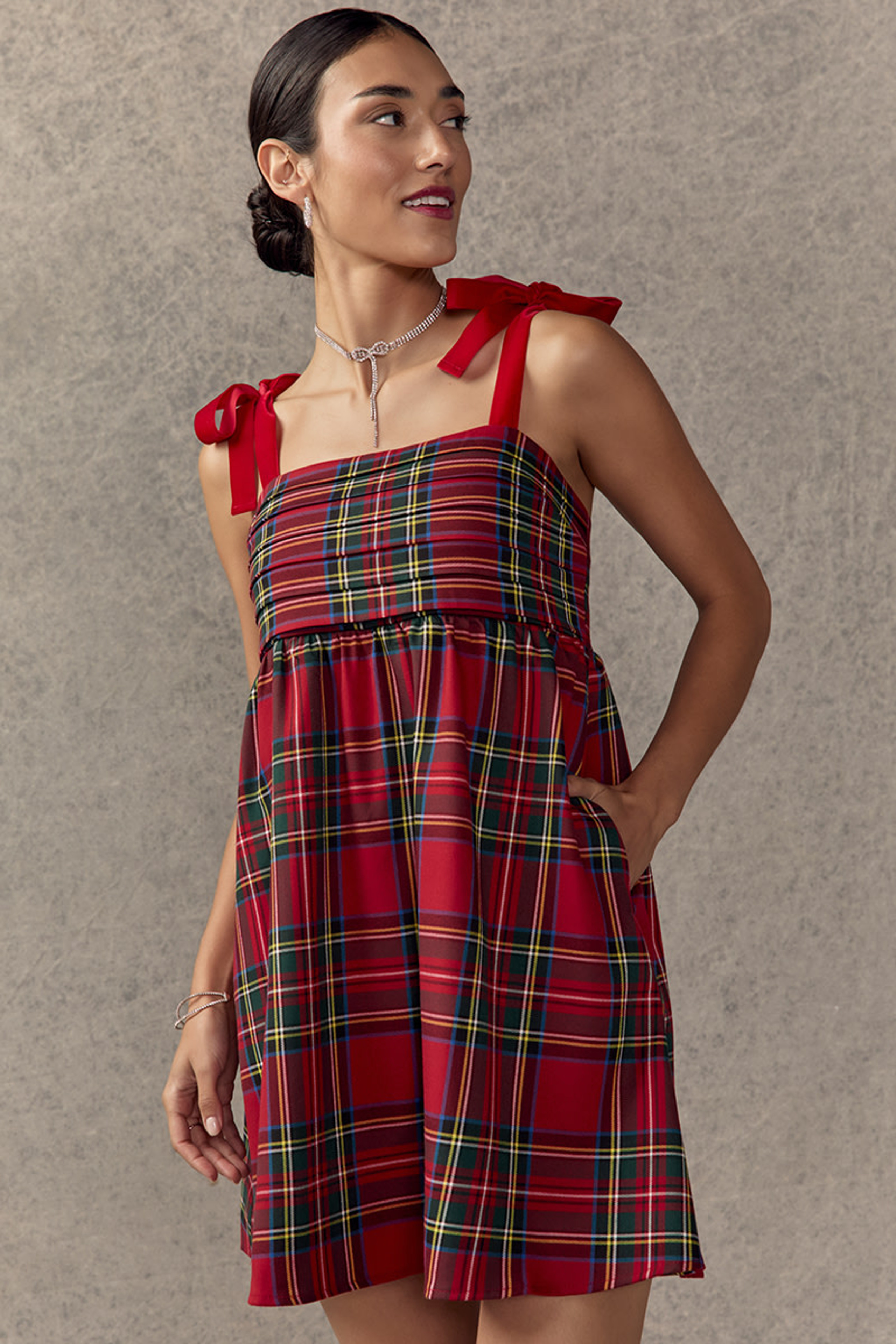 Lorrie Tie Strap Pleated Mini Dress | Francesca's