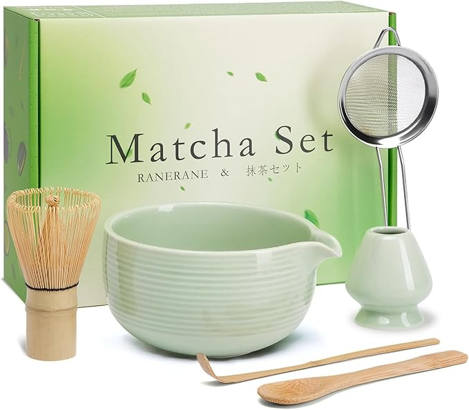 Matcha Whisk Set, Ceramic Matcha Set Includes Matcha Bowl, Matcha Whisk (Chasen) and Holder, Sift... | Amazon (US)
