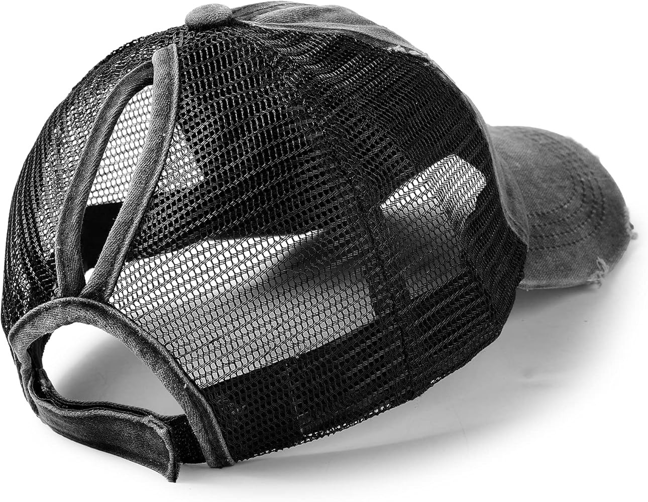 Womens Distressed Ponytail Baseball Cap Cotton Dad Hat with Ponytail Hole | Amazon (US)