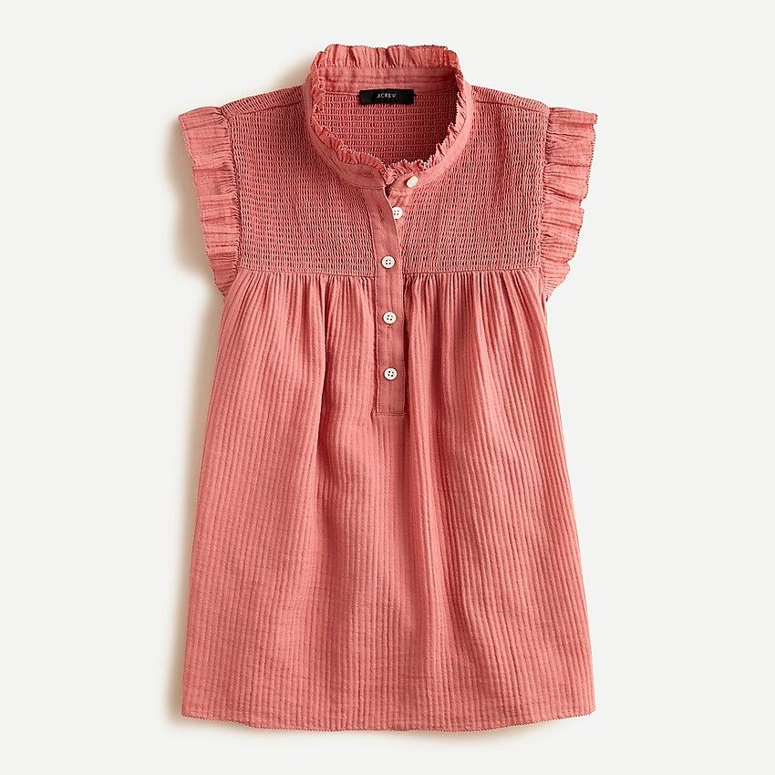 Smocked ruffle gauze top | J.Crew US