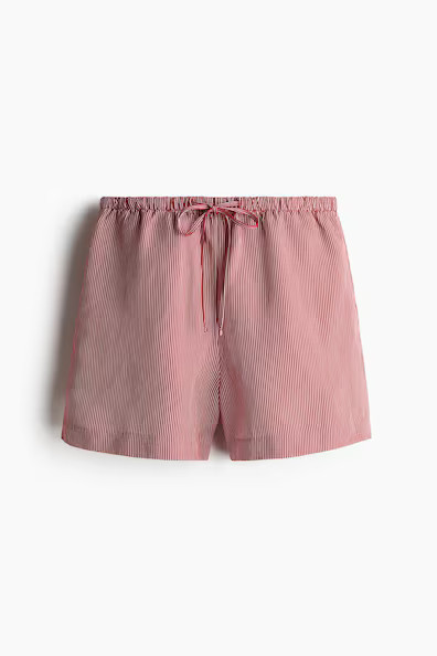 H & M - Linen-Blend Drawstring Shorts - Red | H&M (US + CA)