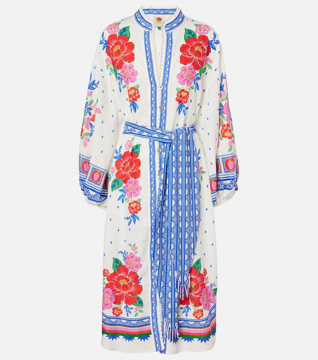 Floral embroidered linen-blend midi dress | Mytheresa (US/CA)