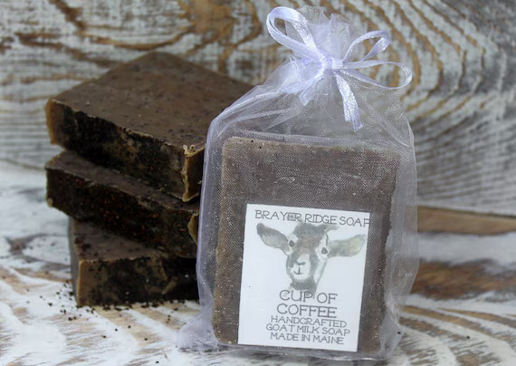 4 Bars Cup of Coffee Soap With Ground Coffee Handcrafted Goat Milk Soap, Made in Maine, Exfoliati... | Etsy (US)