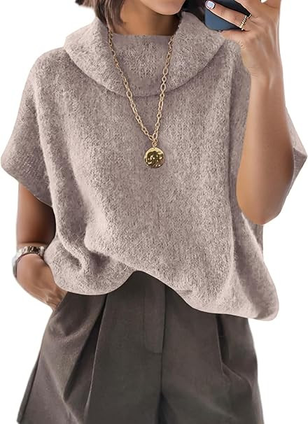 ZDC Womens Oversized Turtleneck Sweaters Short Batwing Sleeve Casual Slouchy Loose Fit Lightweigh... | Amazon (US)
