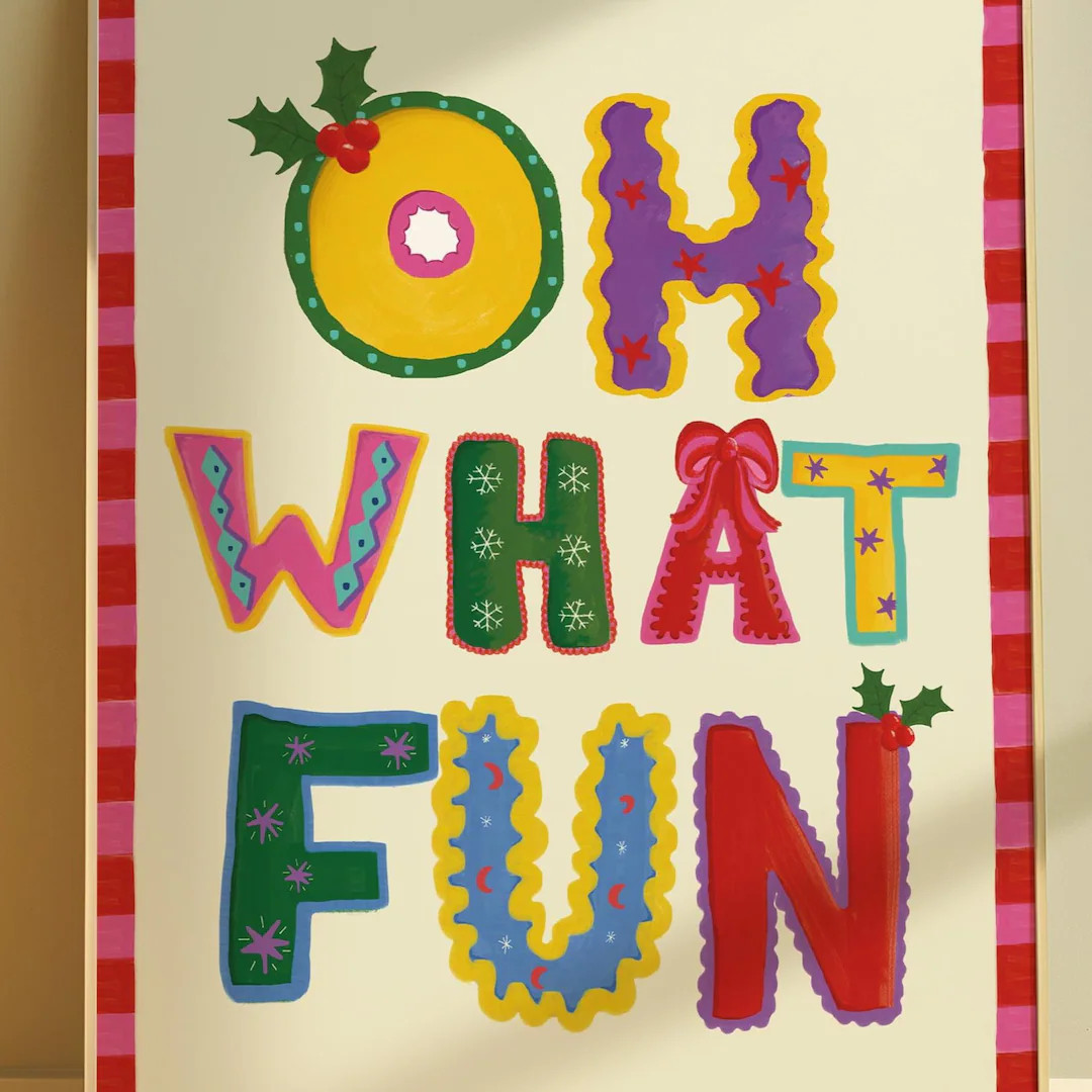 Oh What Fun Christmas print | Hand illustrated | Printed in A5, A4 &A3 | Etsy (US)