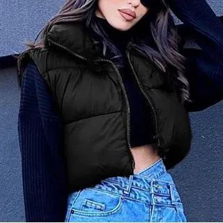 Cropped Zip Puffer Vest | YesStyle Global