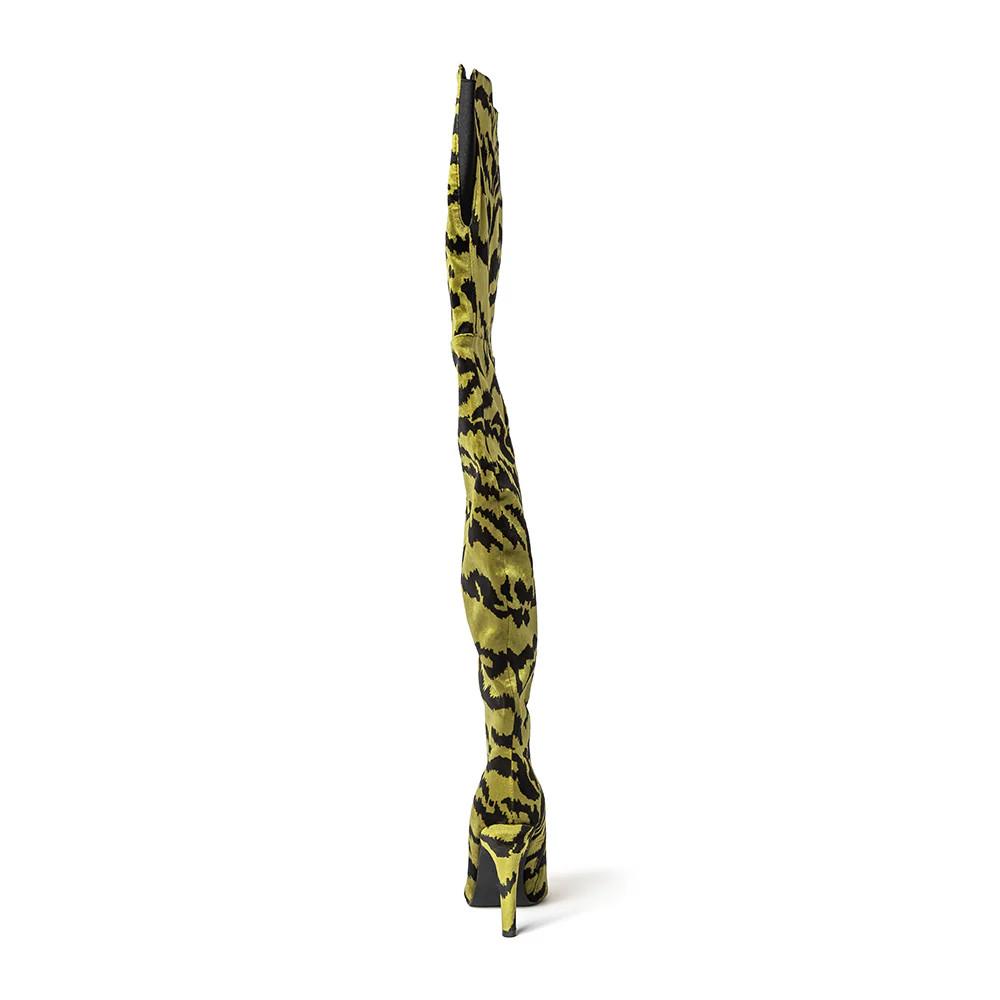 Jane green Velvet Tiger Print Thigh High Boots | CULT OF COQUETTE