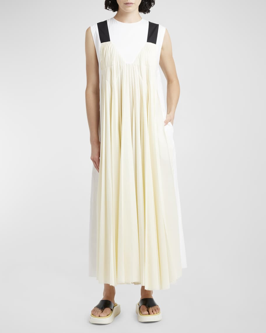 Plan C Colorblock Pleated Maxi Dress | Neiman Marcus