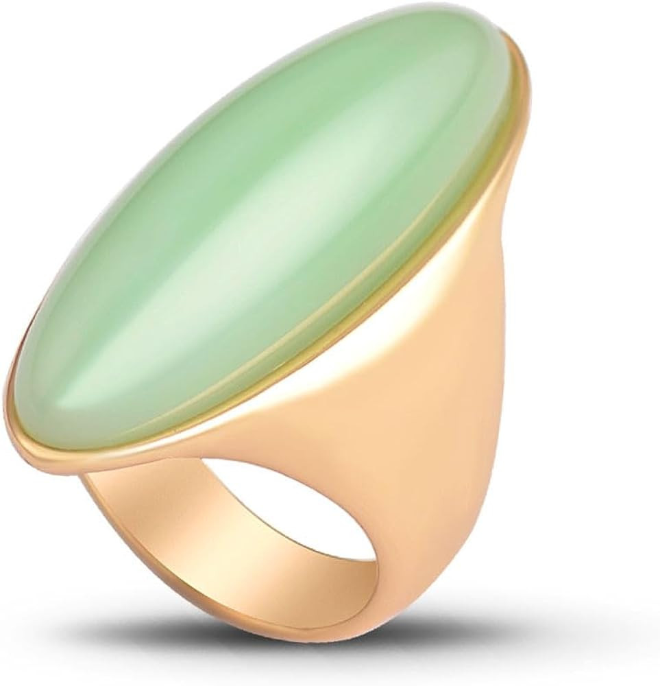 HAIXIAN Exaggerated Gemstone Ring,Big 14K Gold Plated Eye Shape Stone Chunky Statement Ring,Cockt... | Amazon (US)