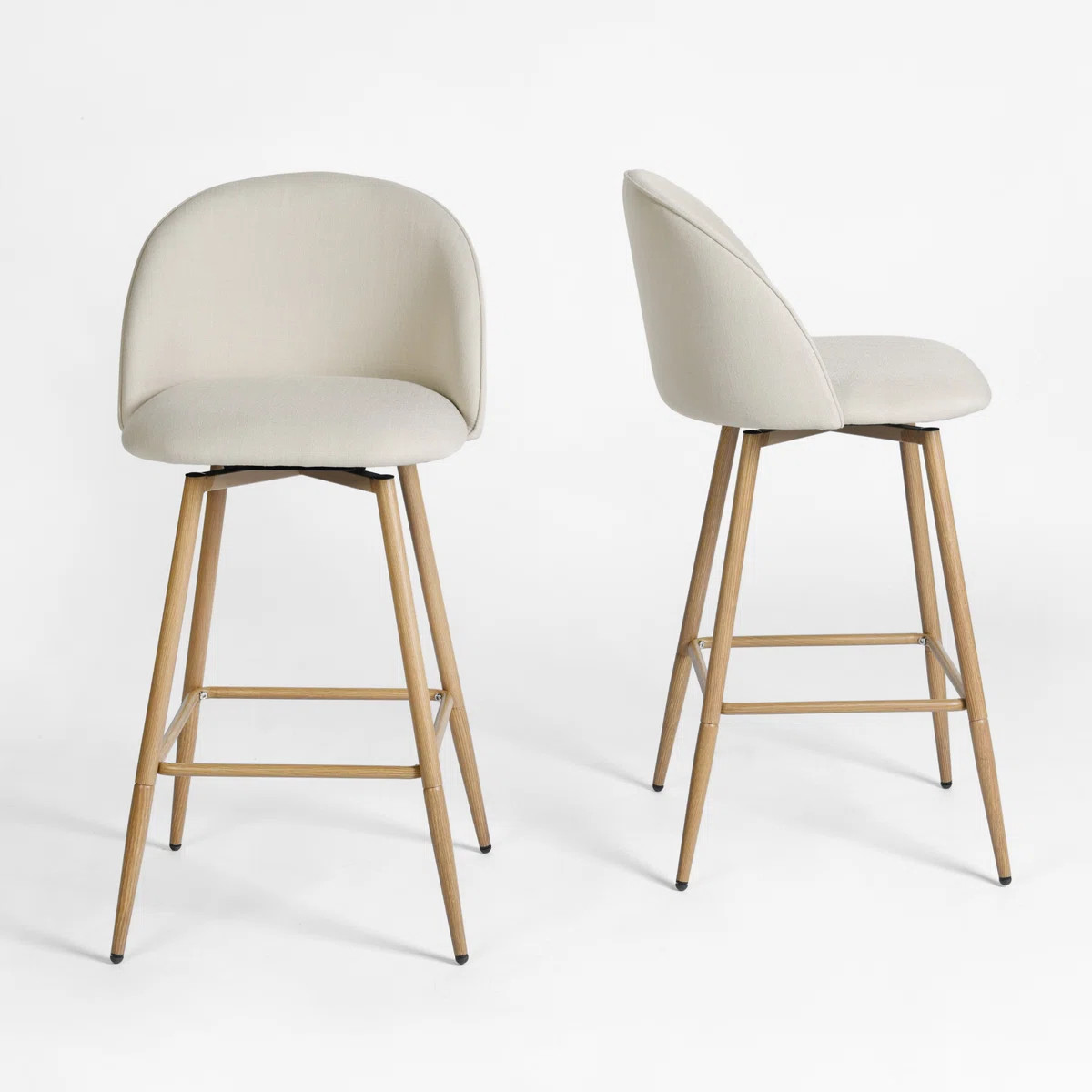 Cusick 26" Seat Height Swivel Upholstered Counter Stools Barstool with Backrest Footrest for Kitc... | Wayfair North America