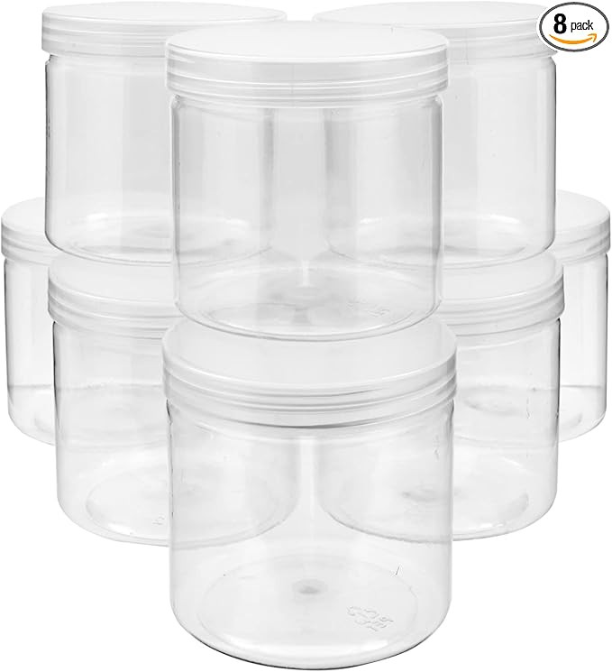 Juvale Plastic Jars with Lids - 12 Oz, Clear, 8-Pack - Slime Containers with Lids & Craft Jars fo... | Amazon (US)