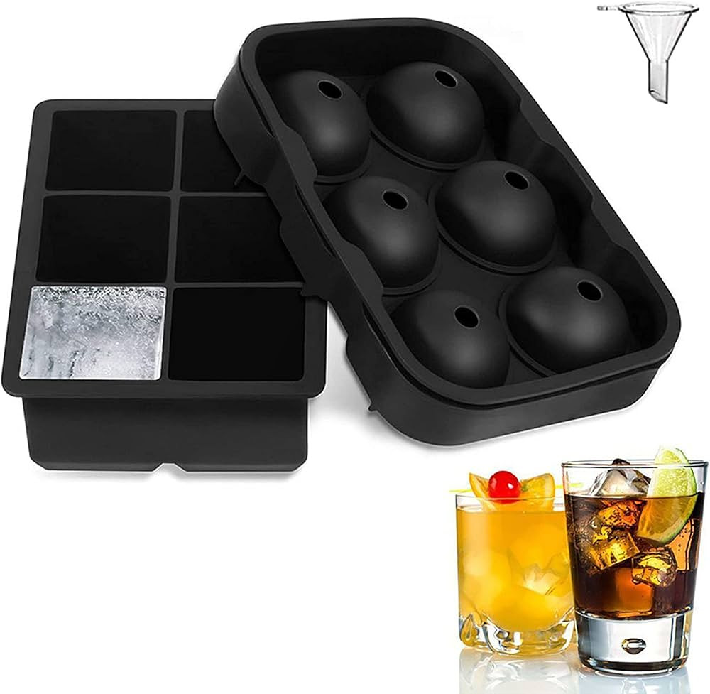 2 Stück-Eiswürfelform Silikon Eiskugelform 45mm Eiskugelform 6-Fach Eiswürfelbehälter mit Dec... | Amazon (DE)