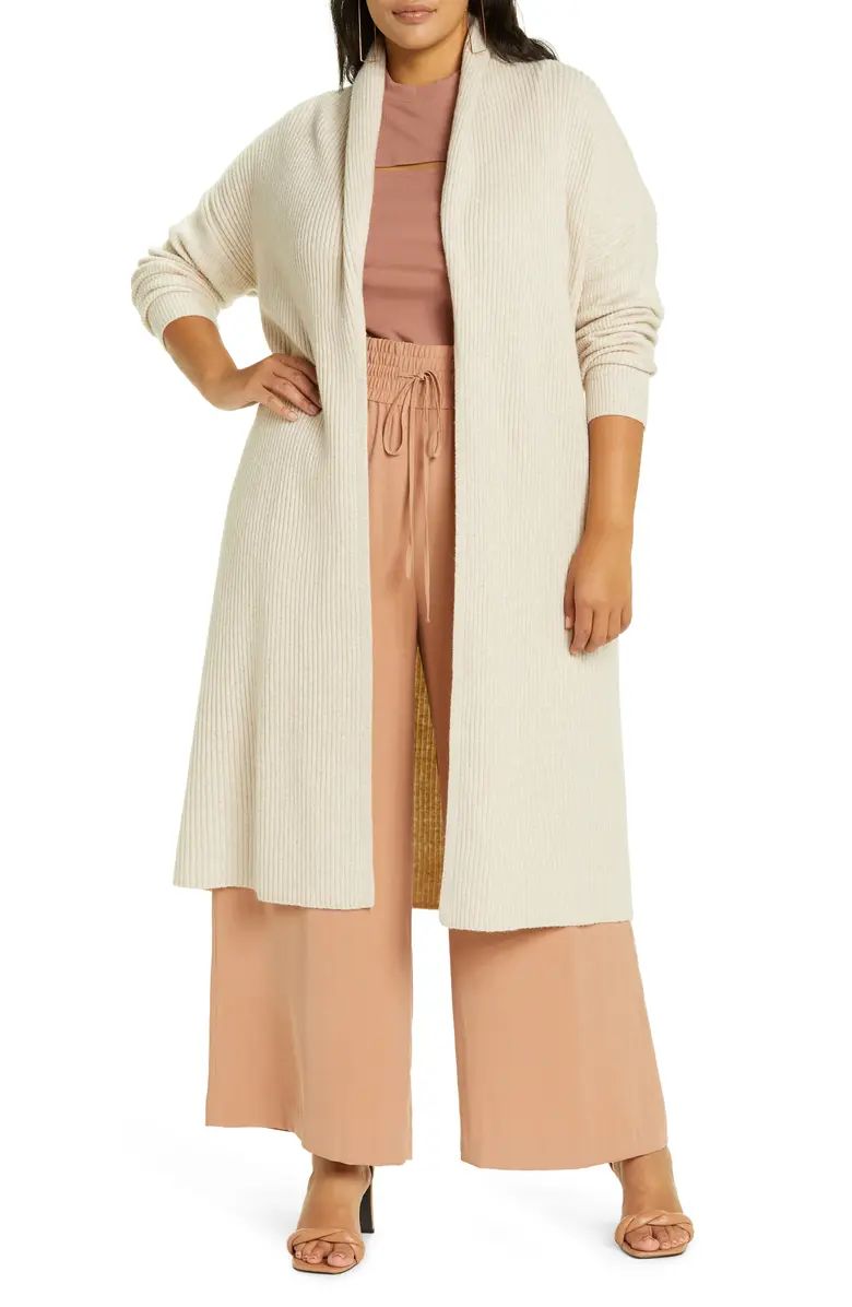 Rib Open Front Long Cardigan | Nordstrom