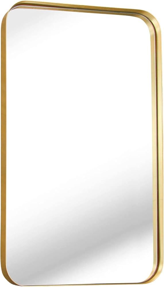 zenmag Gold Bathroom Mirror, 30"×20" Bathroom Mirror for Wall Rectangle Metal Framed Wall Mirror... | Amazon (US)