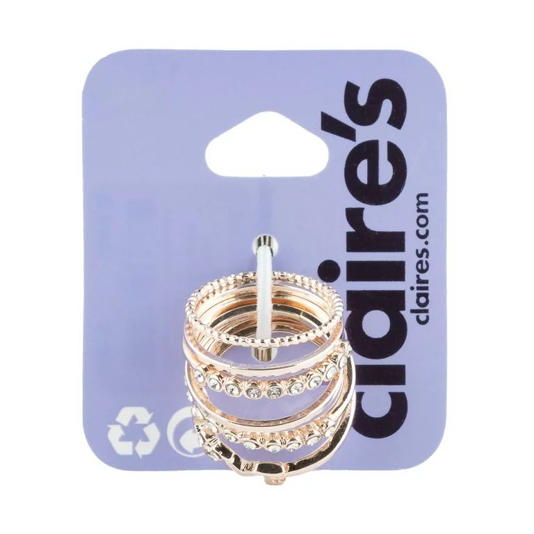 Claire's Teenager's Rose Gold Love Rings, Assorted Set, Size 6, 6 Pack, 06877 | Walmart (US)