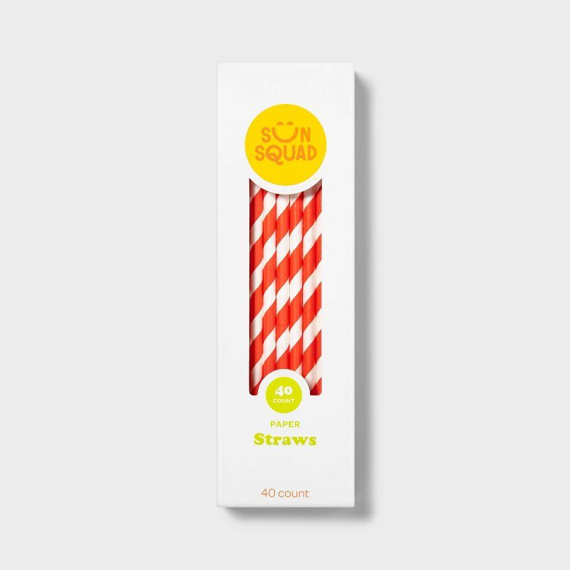Paper Straws Striped Red/White - Sun Squad™ | Target