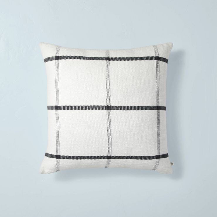 24&#34;x24&#34; Open Grid Lines Square Throw Pillow Cream/Gray - Hearth &#38; Hand&#8482; with Ma... | Target