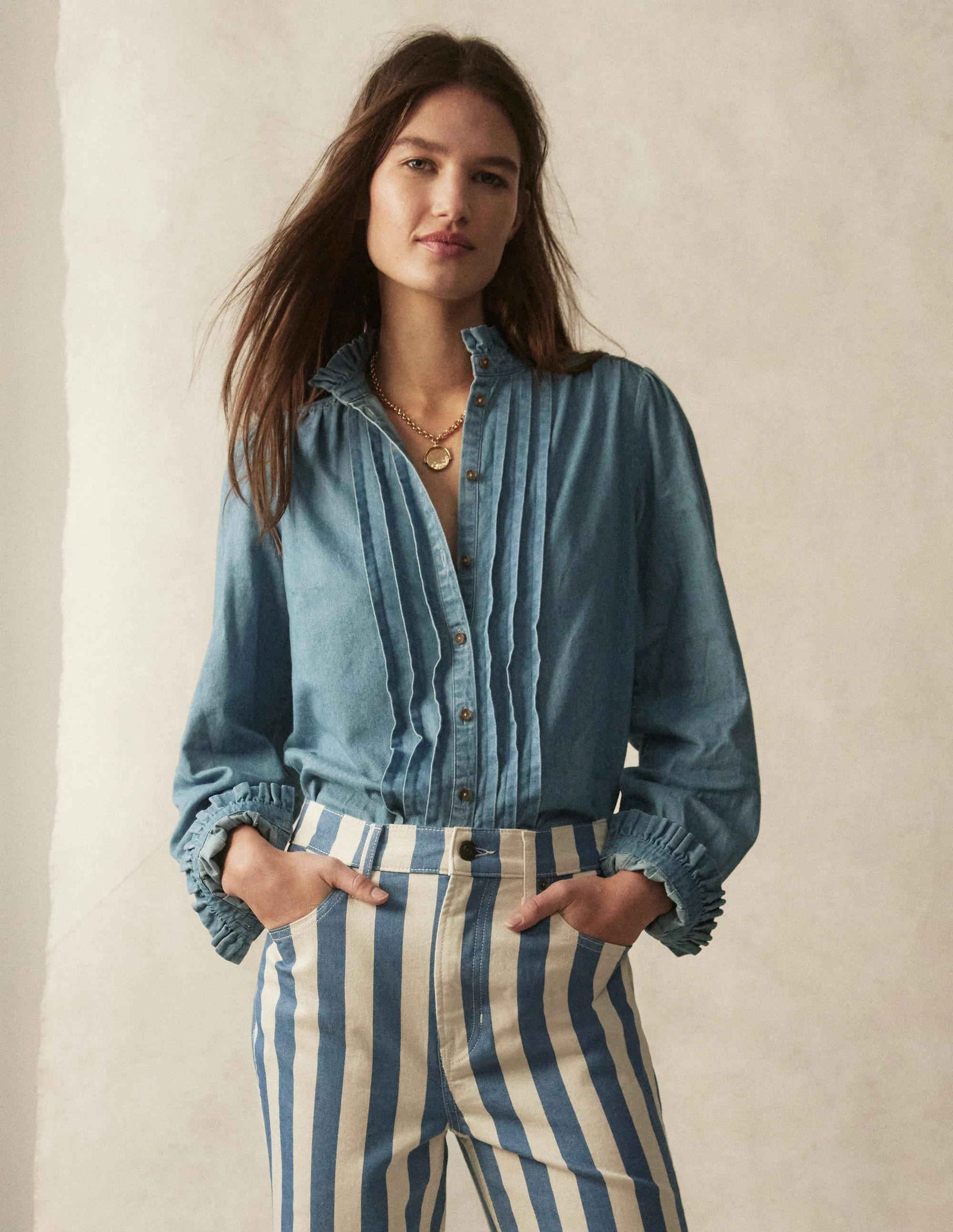 Felicity Denim Blouse-Light Authentic | Boden (US)
