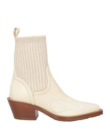 Chloé Woman Ankle boots Cream Size 11 Leather, Textile fibers | YOOX (US)