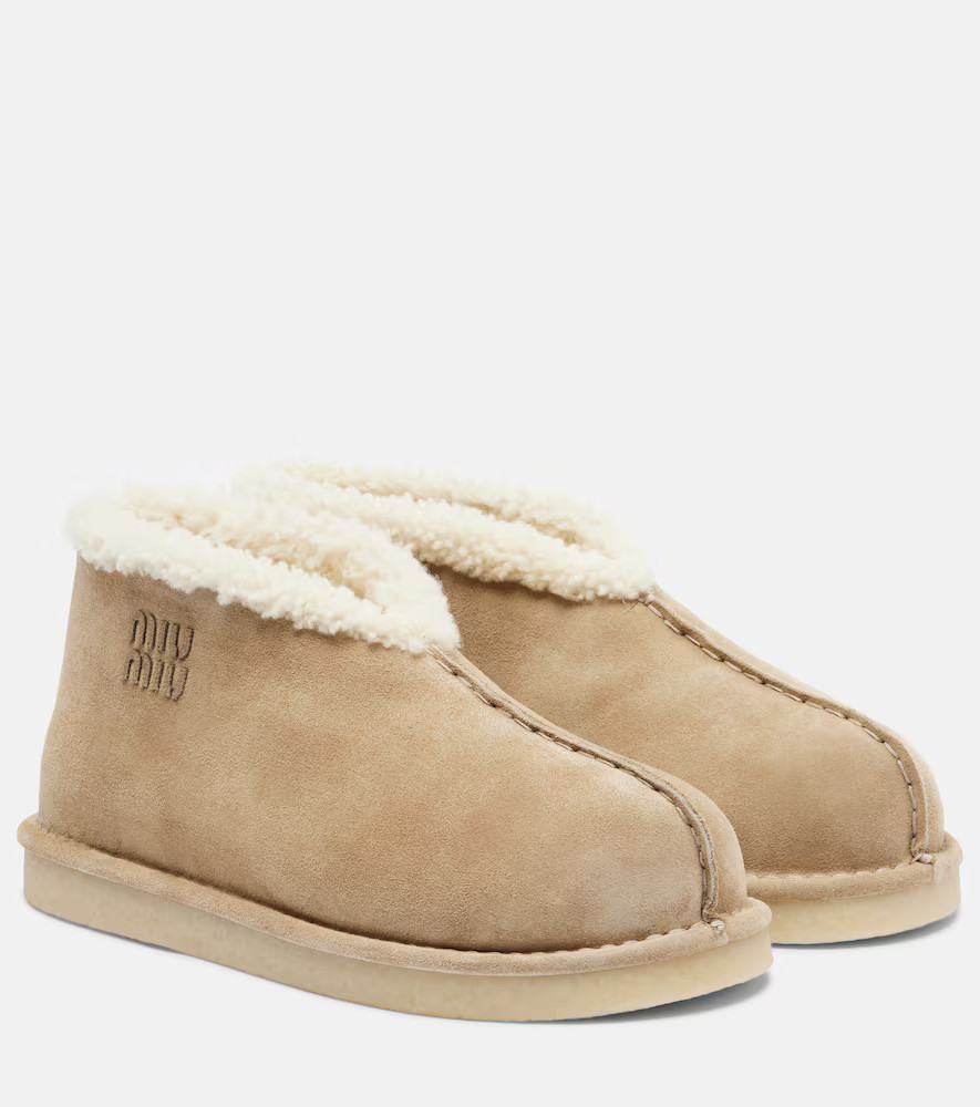 Miu Miu Shearling-lined suede ankle boots | Mytheresa (US/CA)
