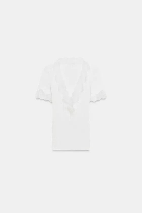 RIBBED LACE T-SHIRT | Zara UK