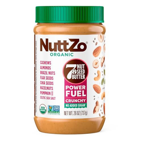Organic Power Fuel Crunchy Nut Butter by NuttZo | 7 Nuts & Seeds Blend, Paleo, Non-GMO, Gluten-Free, Vegan, Kosher | 1g Sugar, 6g Protein | 26oz Jar | Amazon (US)