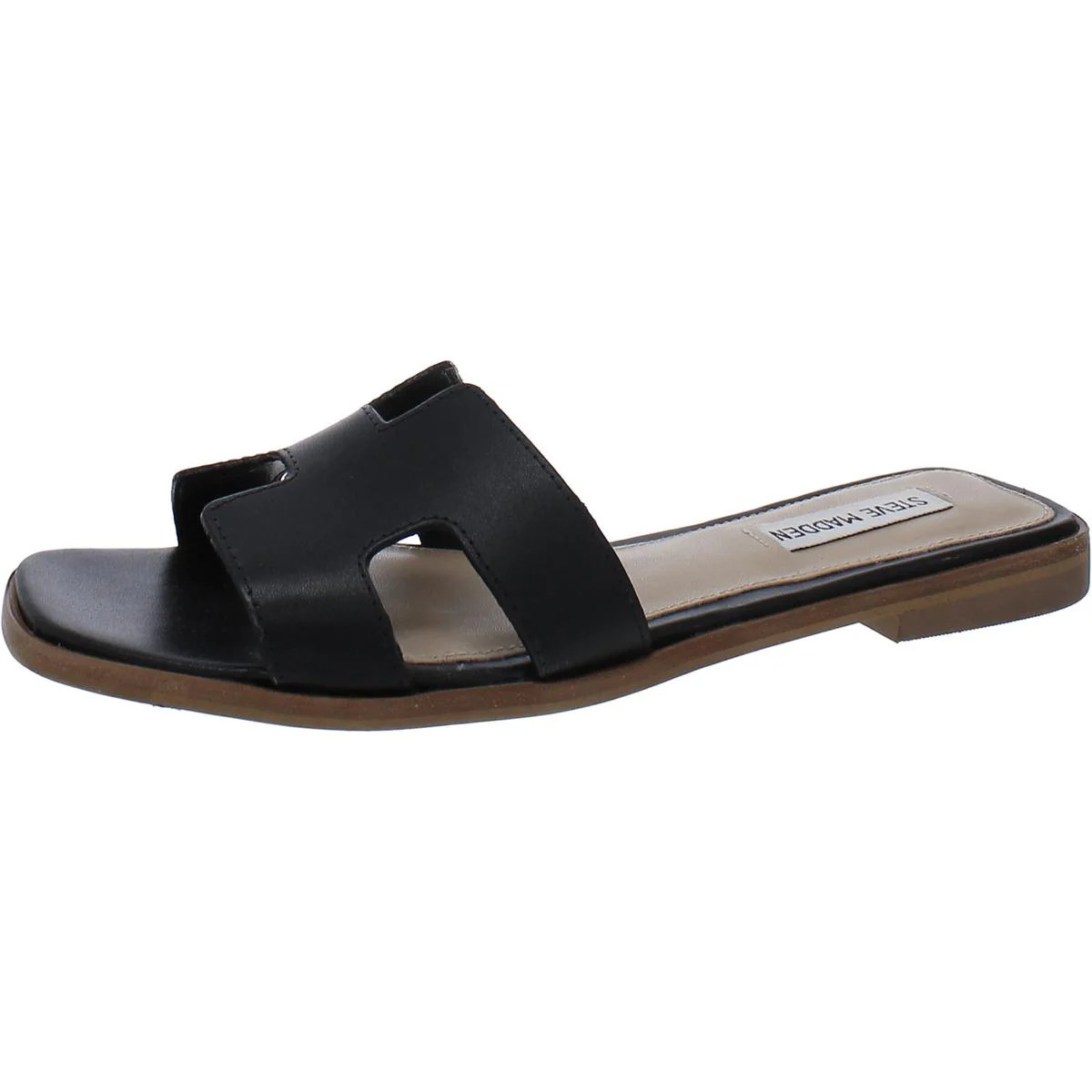 Hadyn Womens Leather Open Toe Slide Sandals | Shop Simon