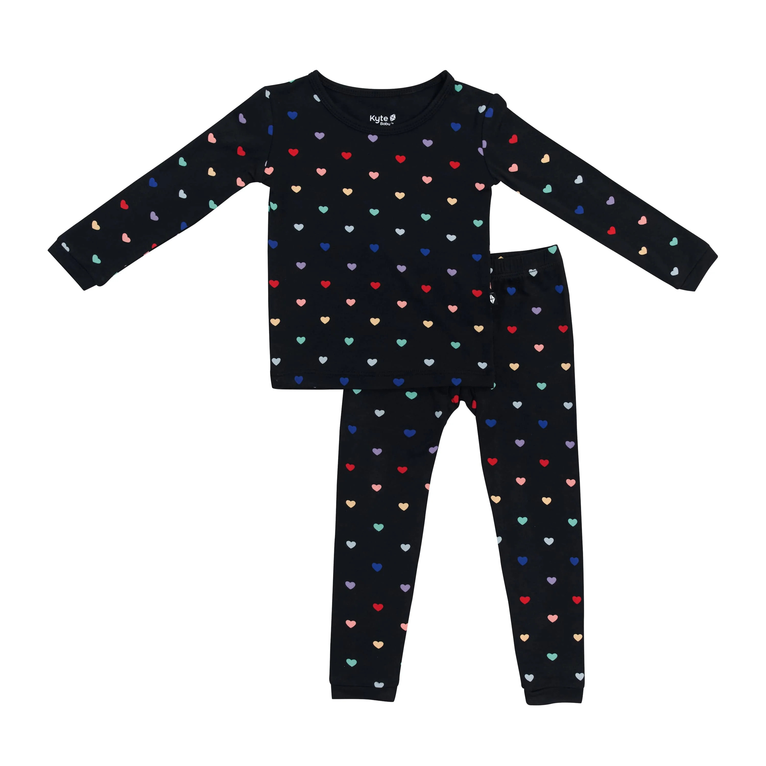 Long Sleeve Pajamas in Midnight Rainbow Heart | Kyte BABY