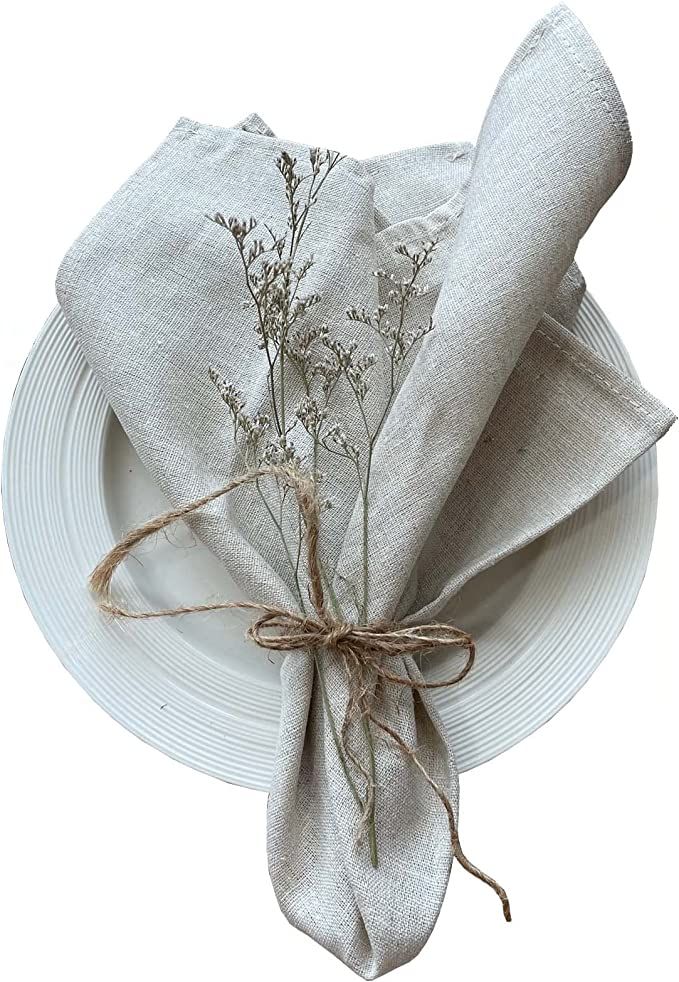 BTF HOME Linen Napkins, 16.5 x 16.5 Inch Set of 7 Soft Linen Napkins, Wedding Party Table Decor, ... | Amazon (US)