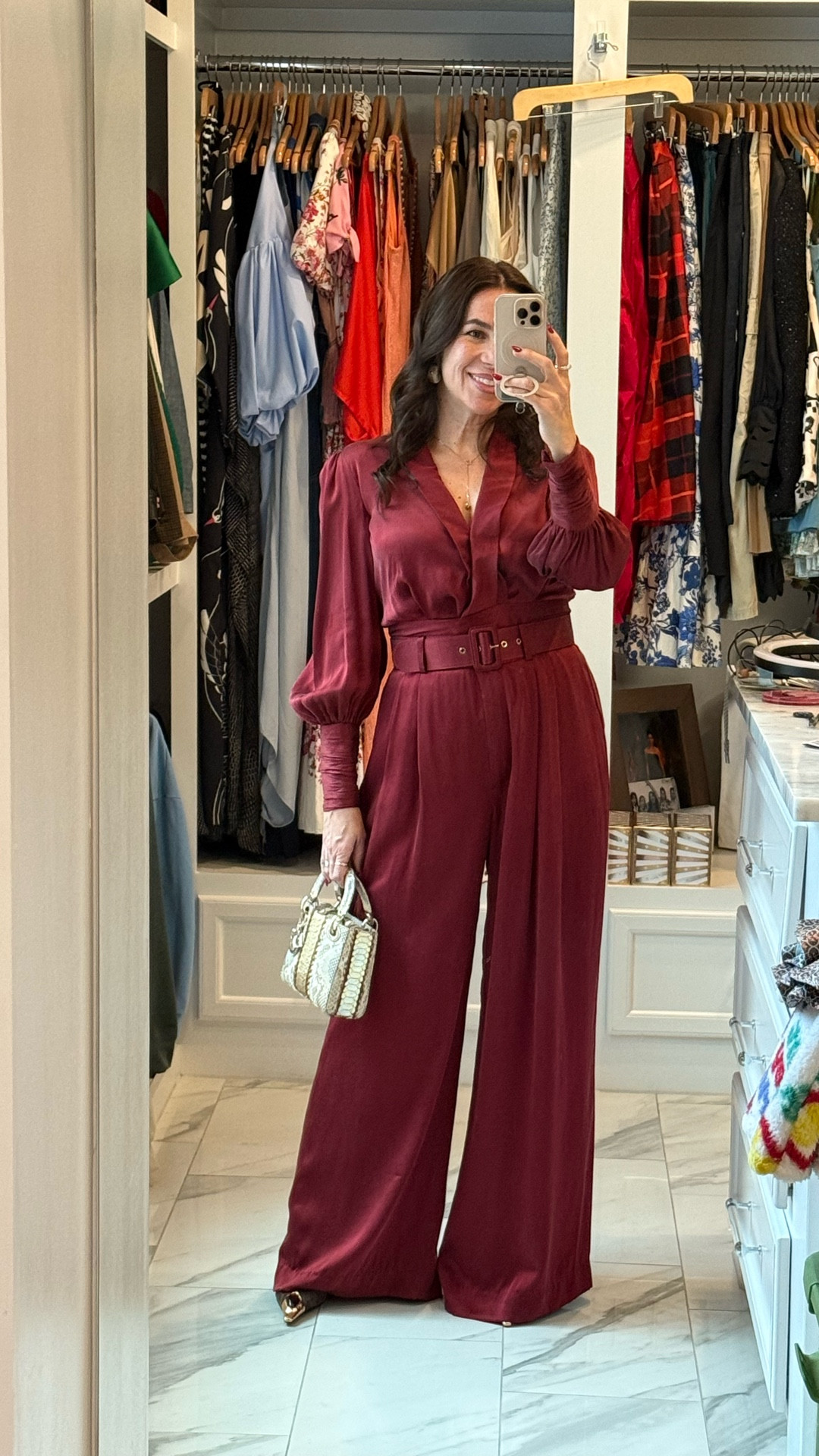 Cranberry tones: bold, rich and ready for fall 🍁 Linking similar option for less because we all deserve this look ✨  And the handbag… sourced by Shop Off The Record 🤎

#LTKHoliday #LTKOver40 #LTKParties