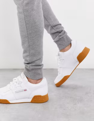 Reebok workout plus sneakers in white with gum sole | ASOS (Global)