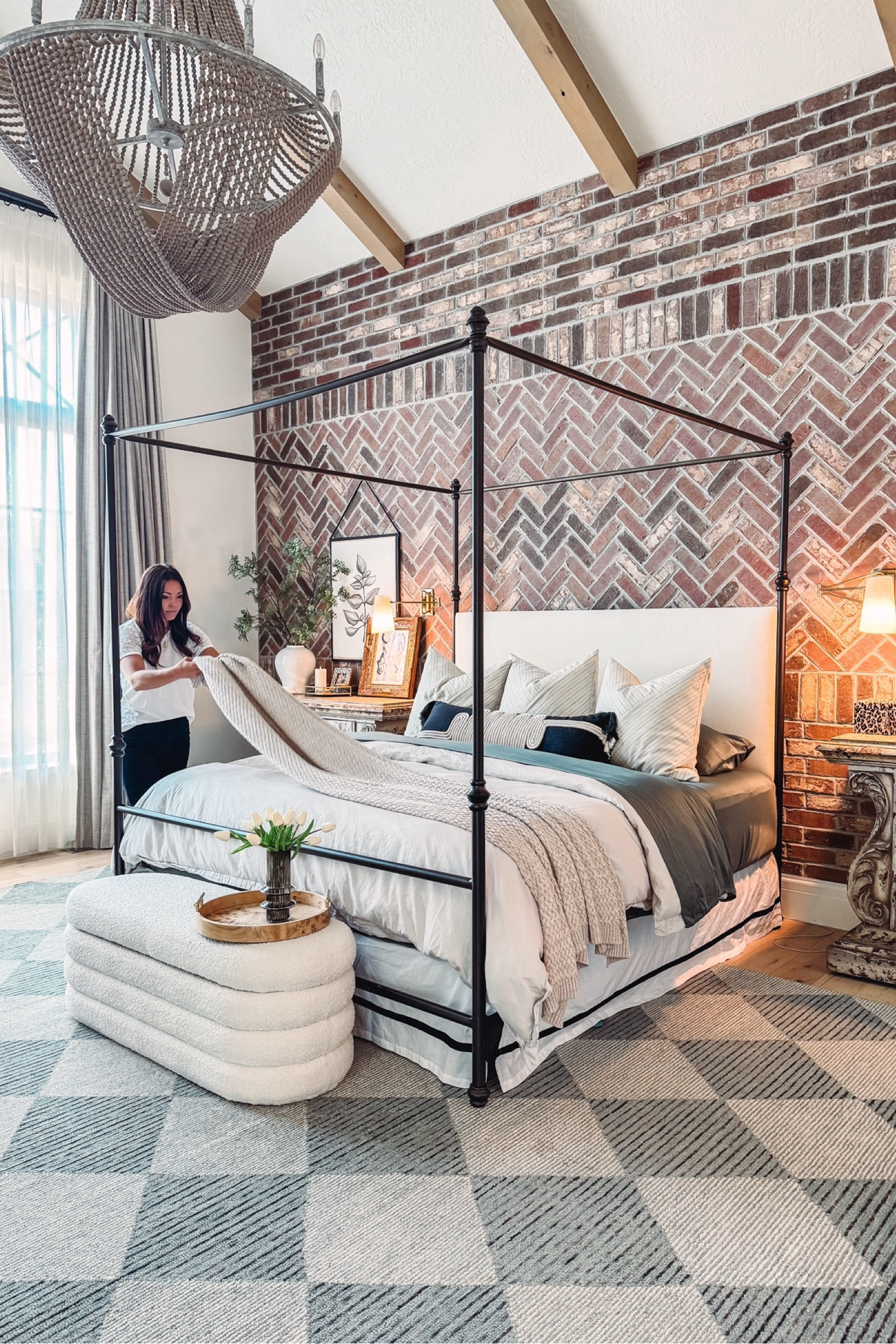 @wayfair Way Day sale happening now- up to 80% off + free shipping.
I found some beautiful canopy beds that are very similar to mine with tufted headboards. This storage bench for the foot of my bed, and one of my favorite geometric checkered wool rugs that comes in black and green. Bedside sconce lights on a movable arm. #wayfairpartner #wayfair #wayday

#LTKSaleAlert #LTKHome