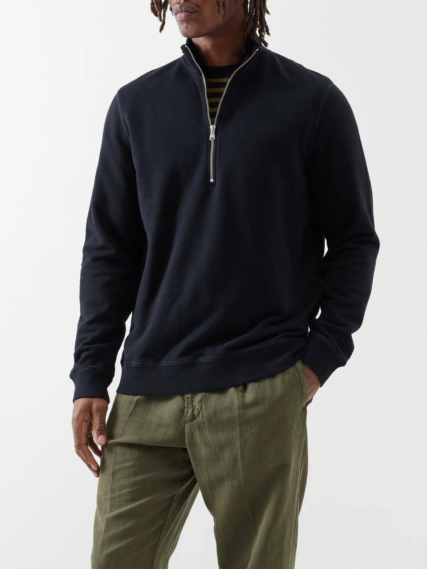 Loopback cotton-jersey half-zip sweatshirt | Matches (US)