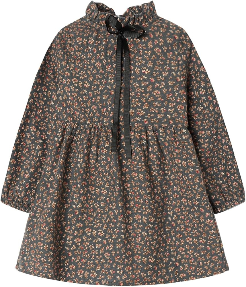 Mud Kingdom Fashion Little Girls Floral Dress Long Sleeve Ruffled Cute Spring Autumn | Amazon (US)
