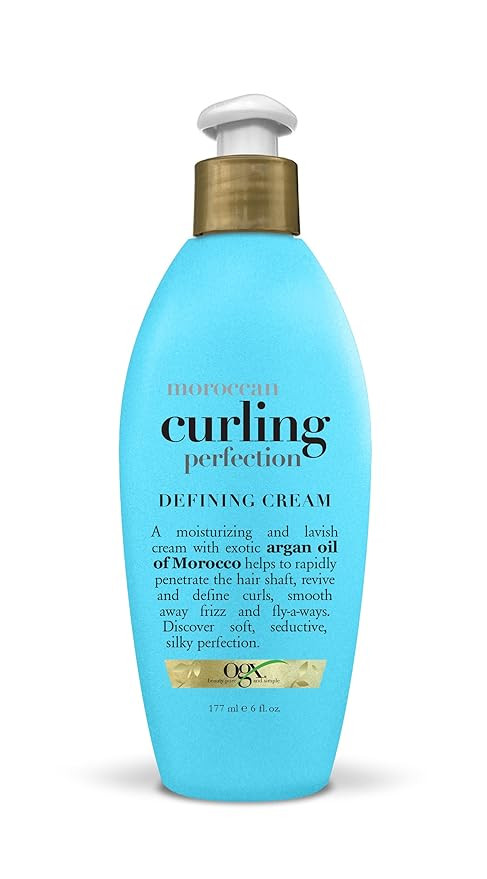 OGX Argan Oil of Morocco Curling Perfection Curl-Defining Cream, Hair-Smoothing Anti-Frizz Cream ... | Amazon (US)