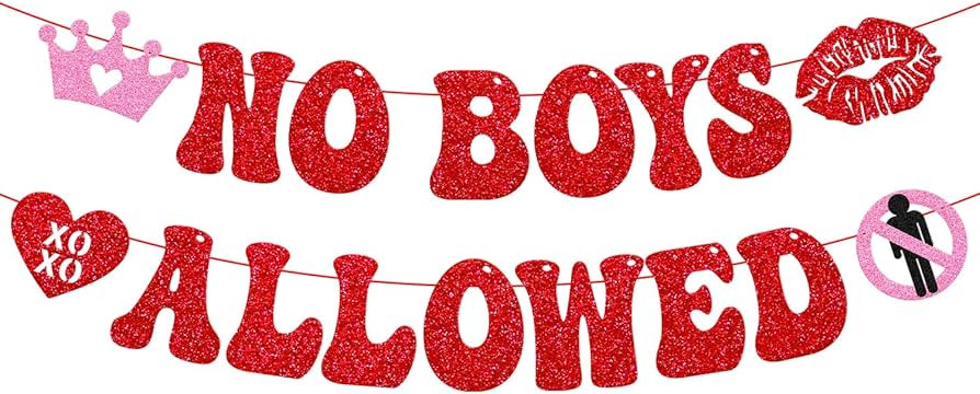 Happy Galentine's Day Decoration No Boys Allowed Banner Valentines Day Be My Galentine Decor Girl... | Amazon (US)