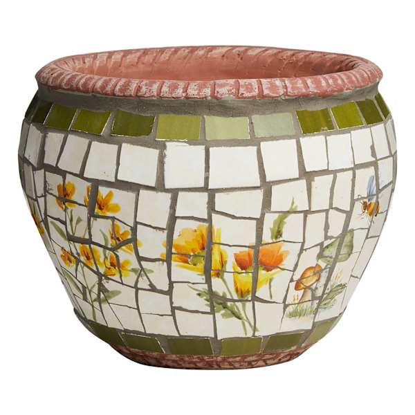 Honeybloom Mosaic Ceramic Outdoor Planter, Small | At Home