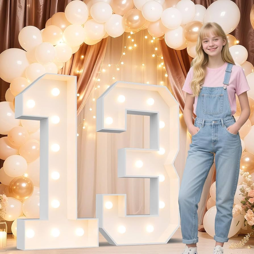 Ledido Easy-Assemble 4FT Warm White Marquee Light Up Number 13 for Birthday | Amazon (US)