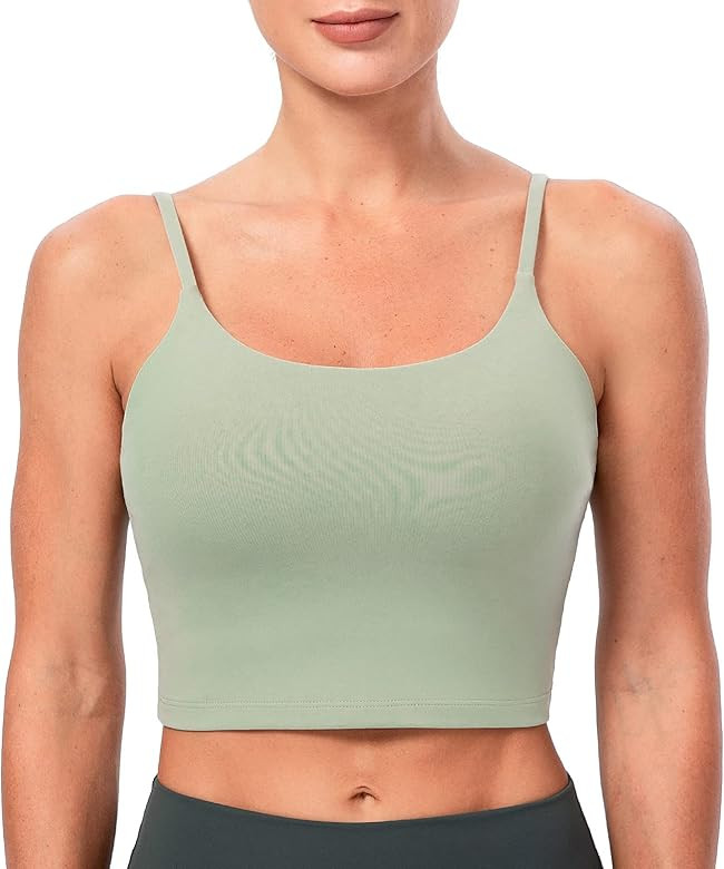 Lavento Women's Longline Sports Bra Yoga Cami Tank Top with Built in Bra | Amazon (US)