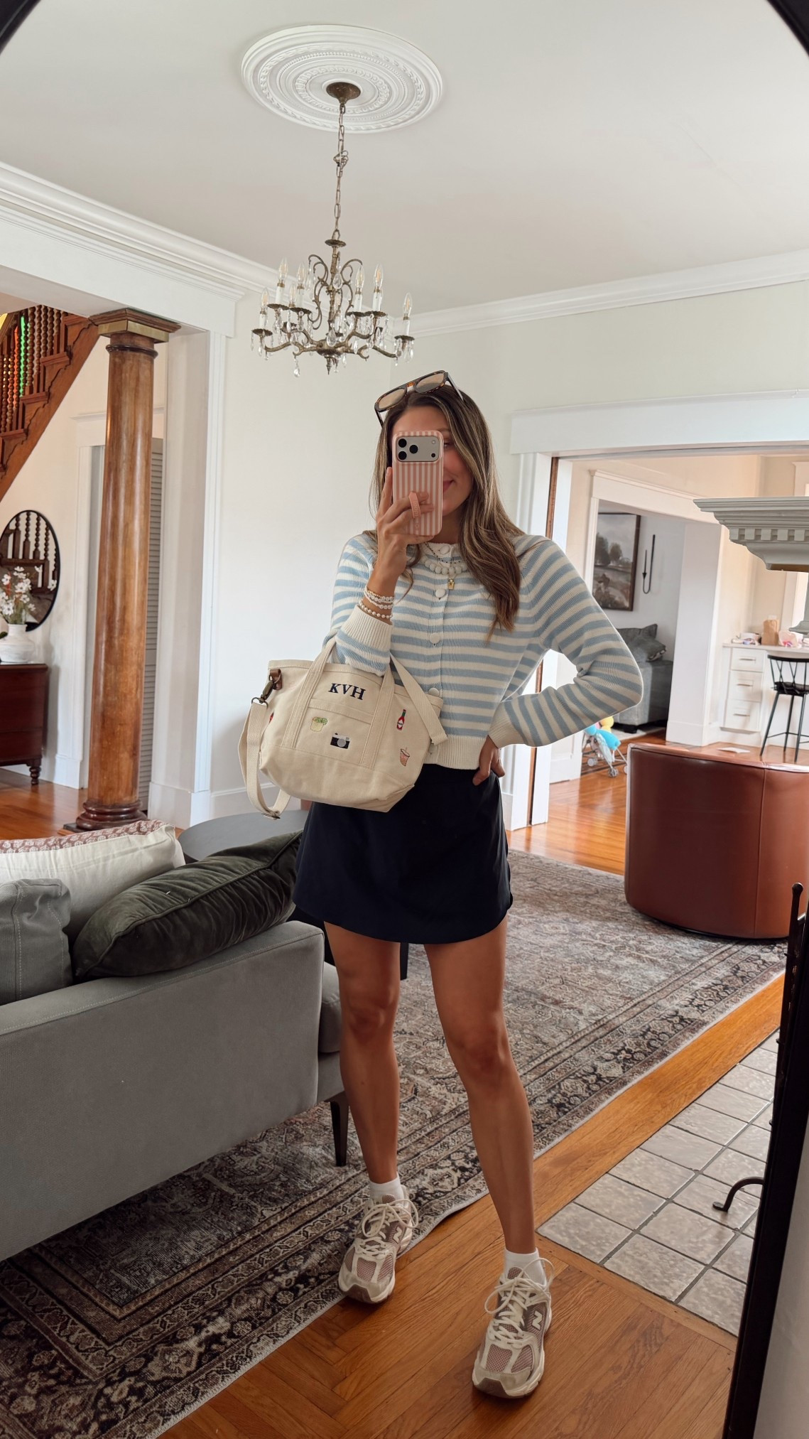 Affordable postpartum spring mom outfit idea 
Stripe cardigan size S
Amazon Skort Size M 

#LTKSeasonal #LTKmomlife #LTKootd