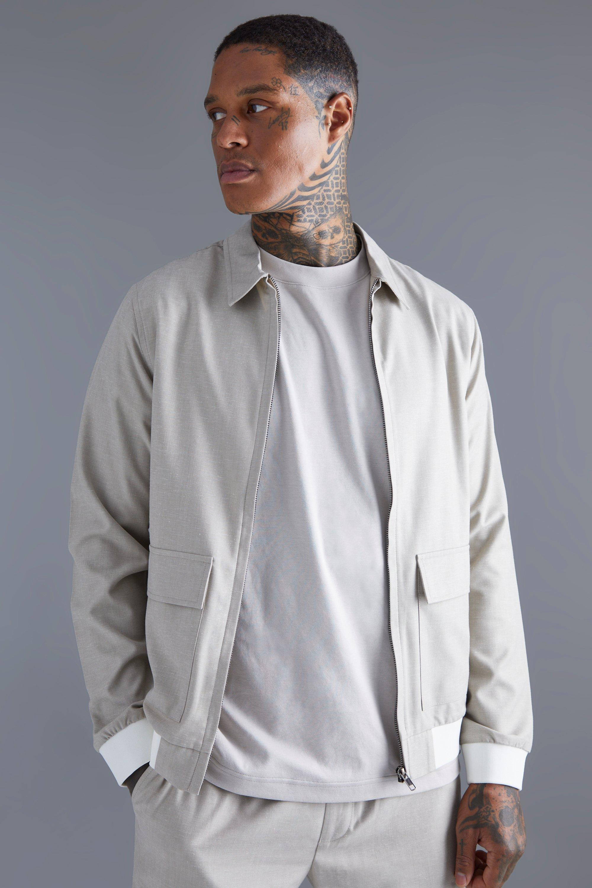 Linen Harrington | boohooMAN (US & CA)