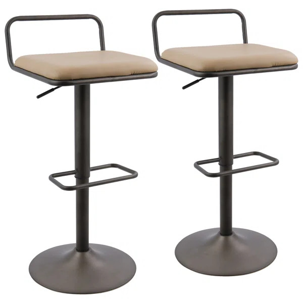 Moa Adjustable Height Swivel Bar Stool (Set of 2) | Wayfair North America