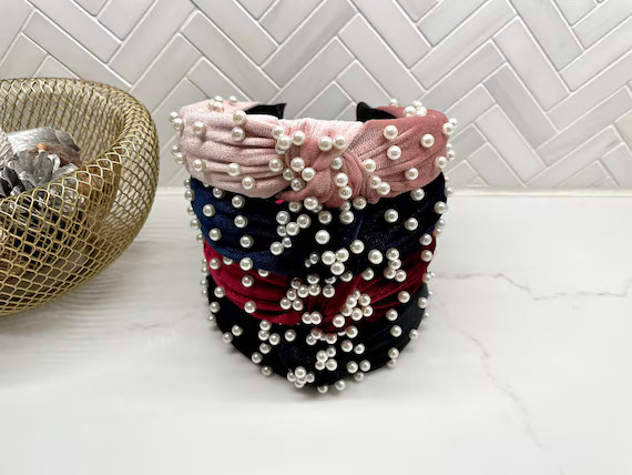 Velvet Pearl Top Knot Headband / High End Top Knot Headband / | Etsy Canada | Etsy (CAD)