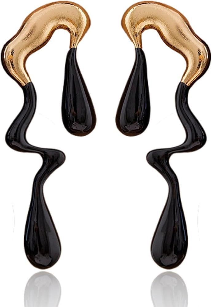 Teardrop Earrings Gold Palated Earrings Large Irregular Geometric Studs Big Lightweight Waterdrop... | Amazon (US)