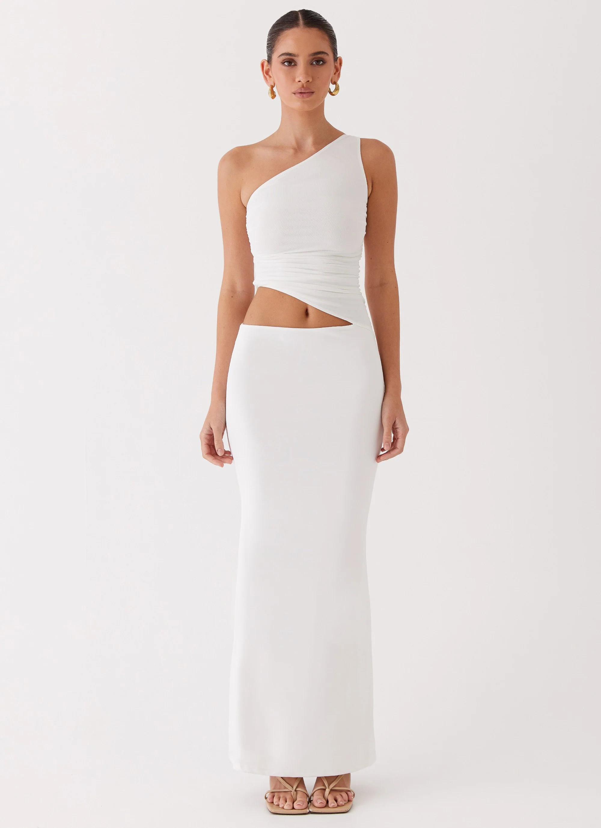 Seranella One Shoulder Maxi Dress - White | Peppermayo (Global)
